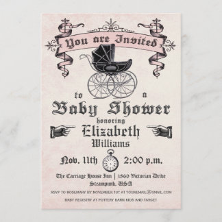 Vintag Baby Girl Dusche Einladung