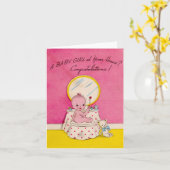 Vintag Baby Girl Glückwunsch Karte (Gelbe Blume)