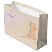 Vintag Baby Girl Große Geschenktüte (Rückseite Schrägansicht)