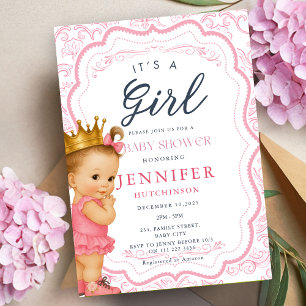 Vintag Baby Girl Princess Baby Dusche Einladung