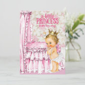 Vintag Baby Girl Princess Kinderdusche Einladung (Stehend Vorderseite)