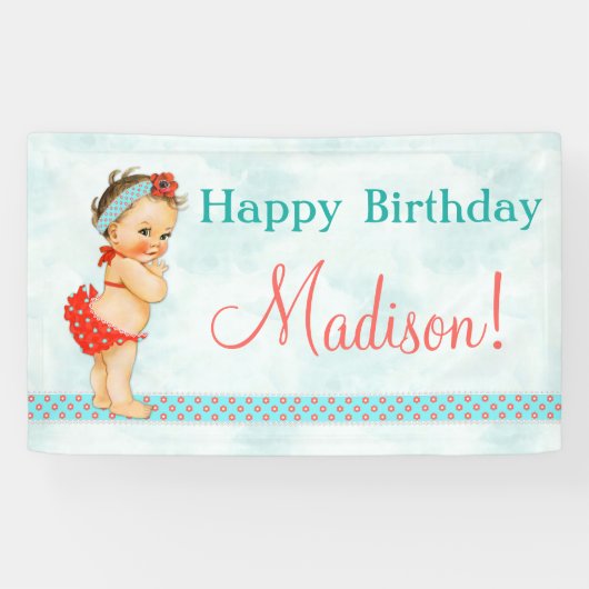 Vintag Baby Girl Red Bade Anzug Banner (Horizontal)