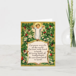 Vintag Baby Jesus Peace Weihnachtskarte Feiertagskarte
