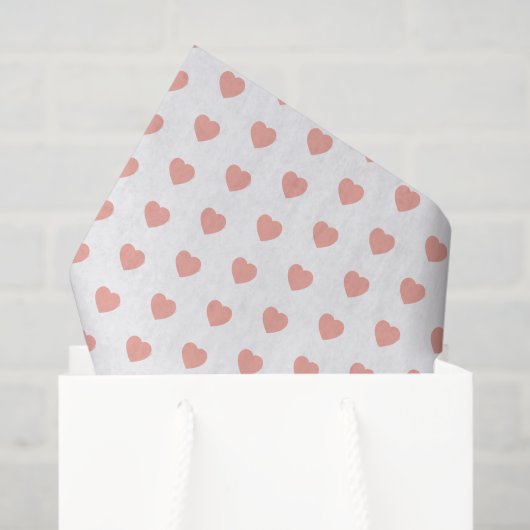 Vintag Baby Pink Hearts on White Seidenpapier (Geschenktüte)