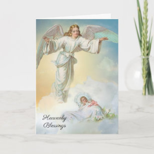 Vintag Baby Religious Scripture Guardian Angel Karte
