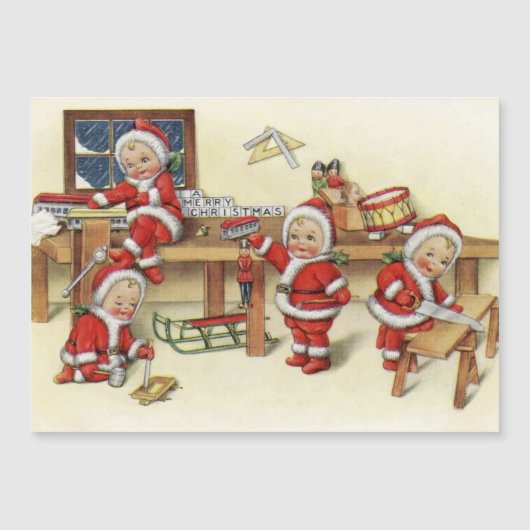 Vintag Baby Santa Illustration Magnetkarte (Vorderseite)