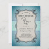 Vintag BABY SHOWER Einladung - Dinosaurier (Vorderseite)