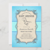 Vintag BABY SHOWER Einladung - Dinosaurier (Vorderseite)