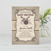 Vintag BABY SHOWER Einladung - Musiktrommel (Stehend Vorderseite)