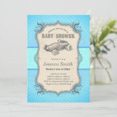 Vintag BABY SHOWER Einladung - Rennwagen (Stehend Vorderseite)