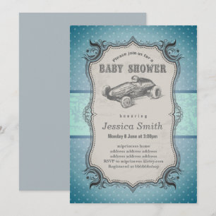 Vintag BABY SHOWER Einladung - Rennwagen