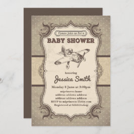 Vintag BABY SHOWER Einladung - Spielzeugflugzeug