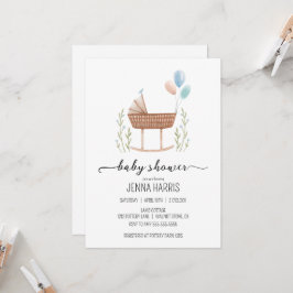 Vintag Baby Shower Junge Gender Nackte Einladung