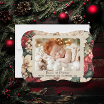 Vintag Baby's 1. Weihnachts-Rote Blüte Foto
