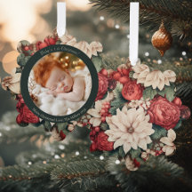 Vintag Baby's 1. Weihnachts-Rote Blüte Foto