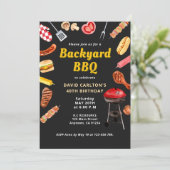 Vintag Backyard GRILLEN Barbecue Geburtstagsparty Einladung (Stehend Vorderseite)