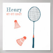 Vintag Badminton CUSTOM BABY NAME BIRTHDATE Art Poster (Vorne)