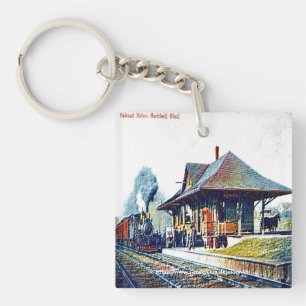"Vintag-Bahnhof-Northfield, Mass" Schlüsselanhänger