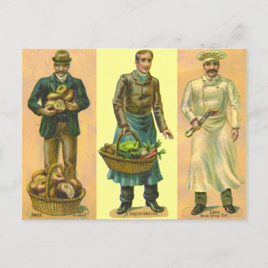Vintag Baker Grocer Cook Postkarte (Vorderseite)