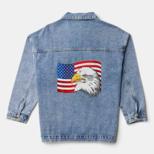 Vintag Bald Eagle American Flag Jeansjacke