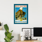 Vintag Bald Eagle Savings Bonds War Poster (Heimbüro)
