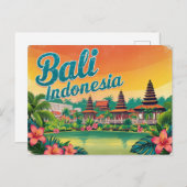 Vintag Bali, Indonesien Postkarte (Vorne/Hinten)