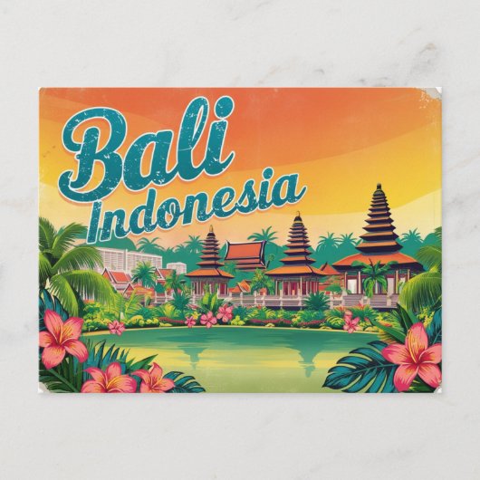 Vintag Bali, Indonesien Postkarte (Vorderseite)