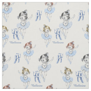 Vintag Ballerina Baby w Ballet Slippers Blau Stoff