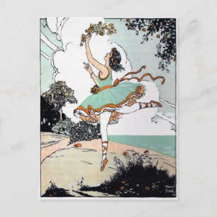 Vintag Ballet Dancer Postkarte