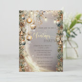 Vintag Balls Bells Pinecones Einladung (Stehend Vorderseite)