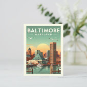 Vintag Baltimore Maryland Postkarte (Stehend Vorderseite)