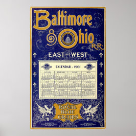 Vintag Baltimore & Ohio Rail Road 1901 Kalender Poster