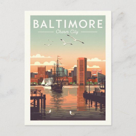 Vintag Baltimore Postkarte (Vorderseite)