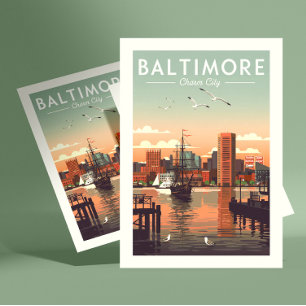 Vintag Baltimore Postkarte