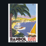 Vintag Bandol Cote D'Azur France Travel Postkarte<br><div class="desc">Vintage französische und europäische Reisewerbung - Strand,  Dorf,  Menschen,  Bäume,  blaues Meer und Himmelsbild</div>