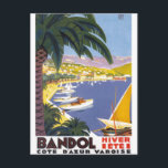 Vintag Bandol Cote D'Azur France Travel Postkarte<br><div class="desc">Vintage französische und europäische Reisewerbung - Strand,  Dorf,  Menschen,  Bäume,  blaues Meer und Himmelsbild</div>