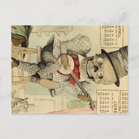 Vintag Banjo Playing Skelett Postkarte (Vorderseite)