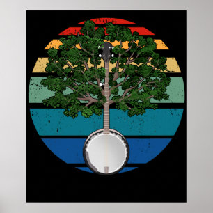 Vintag Banjo Retro Country Music Gift Bluegrass Poster