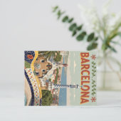 Vintag Barcelona Gaudí Travel Postkarte (Stehend Vorderseite)