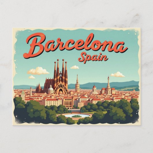 Vintag Barcelona Vibes Postkarte (Vorderseite)
