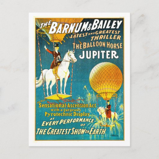 Vintag Barnum & Bailey Circus Ad - Ballonpferd Postkarte (Vorderseite)