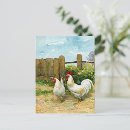 Vintag Barnyard Scene Postkarte (Stehend Vorderseite)