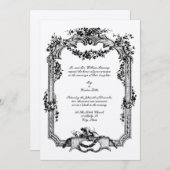 Vintag Barock Rokoko Rose Traubenrahmen Einladung (Vorne/Hinten)