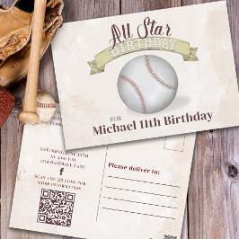 Vintag Baseball All Star Simple Geburtstagsparty Postkarte