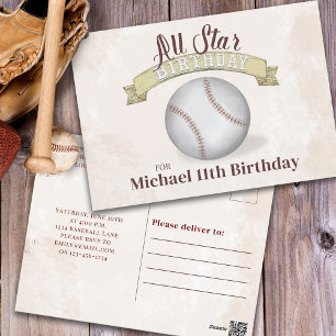 Vintag Baseball All Star Simple Geburtstagsparty Postkarte