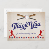 Vintag Baseball, Babydusche danke Postkarte (Vorne/Hinten)
