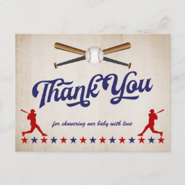 Vintag Baseball, Babydusche danke Postkarte