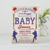 Vintag Baseball, Couple, Babydusche Einladung (Stehend Vorderseite)