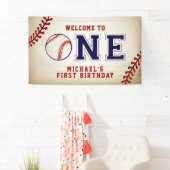 Vintag Baseball First Geburtstag Banner (Insitu)