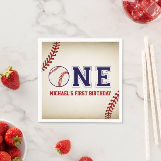 Vintag Baseball First Geburtstag Serviette (Beispiel)